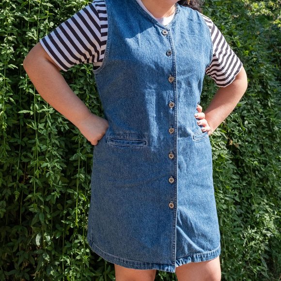 Cute 90s vintage denim button-up dress - Picture 1 of 3